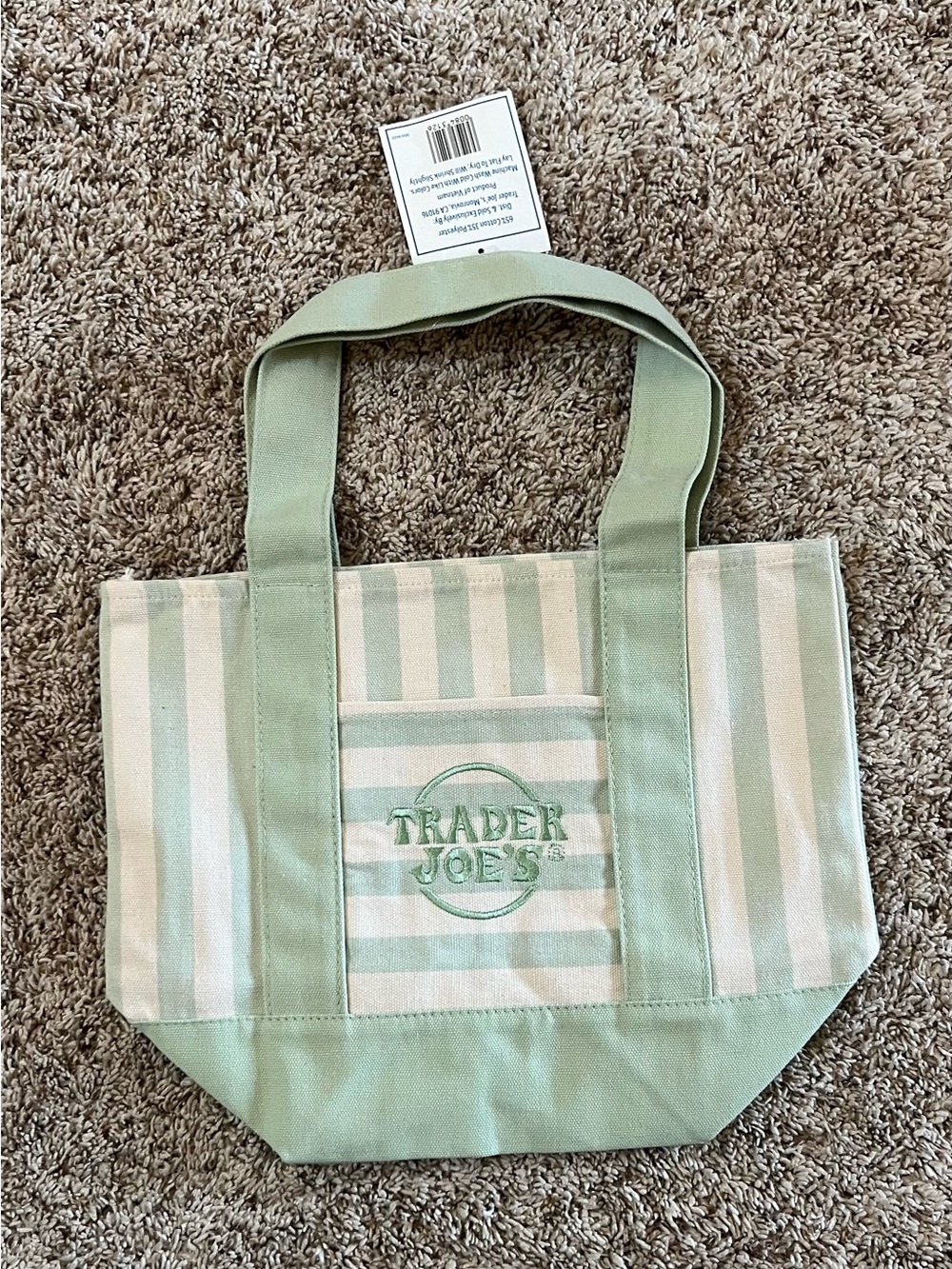 Trader Joe’s green striped mini tote
